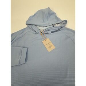 NWT Peter Millar Pine Sugar Stripe Performance Hoodie Mens Small BFADE Blue $150
